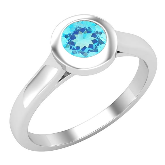 Dazzlingrock Collection 5mm Round Blue Topaz Solitaire Engagement Ring for Women (Color Blue, Clarity Moderately Included) in 14K White Gold, Size 6
