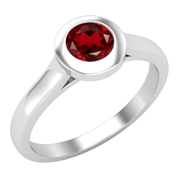 Dazzlingrock Collection 5mm Round Garnet Solitaire Engagement Ring for Women (Color Red, Clarity Moderately Included) in 925 Sterling Silver, Size 9.5