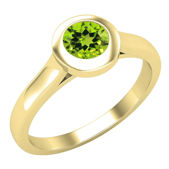 Dazzlingrock Collection 5mm Round Peridot Solitaire Engagement Ring for Women (Color Green, Clarity Moderately Included) in 10K Yellow Gold, Size 7