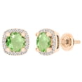 thumbnail image 1 of Dazzlingrock Collection 5mm Round Peridot & White Diamond Halo Screwback Stud Earrings for Women (0.10 ctw, Color I-J, Clarity I2-I3) in 10K Rose Gold, 1 of 6