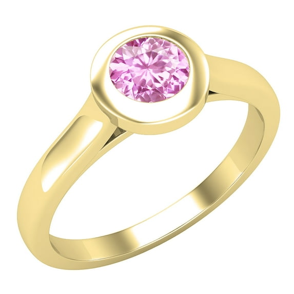 Dazzlingrock Collection 5mm Round Pink Sapphire Solitaire Engagement Ring for Women (Color Pink, Clarity Highly Included) in 14K Yellow Gold, Size 6.5