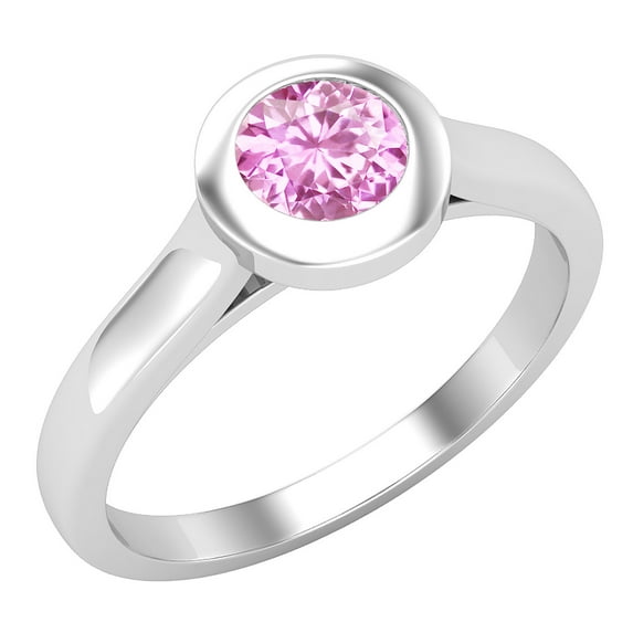 Dazzlingrock Collection 5mm Round Pink Sapphire Solitaire Engagement Ring for Women (Color Pink, Clarity Highly Included) in 10K White Gold, Size 9.5