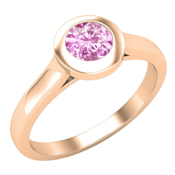 Dazzlingrock Collection 5mm Round Pink Sapphire Solitaire Engagement Ring for Women (Color Pink, Clarity Highly Included) in 18K Rose Gold, Size 6