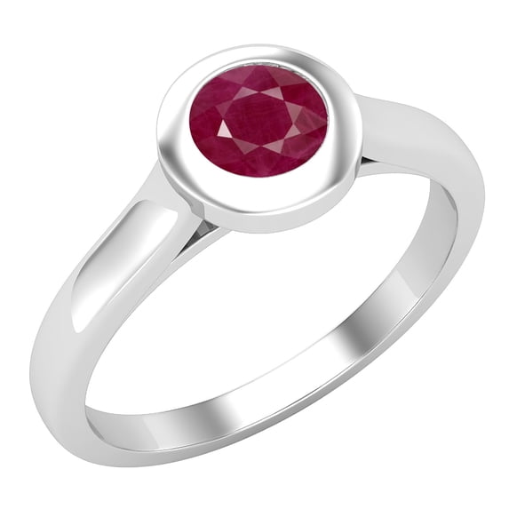 Dazzlingrock Collection 5mm Round Ruby Solitaire Engagement Ring for Women (Color Red, Clarity Highly Included) in 925 Sterling Silver, Size 7.5