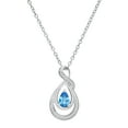 thumbnail image 1 of Dazzlingrock Collection 6X4mm Pear Blue Topaz & Round White Diamond Swirl Infinity Teardrop Pendant for Women with 18 Inch Gold Chain (0.10 ctw, Color I-J, Clarity I1-I2) in 18K White Gold, 1 of 4