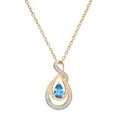 thumbnail image 1 of Dazzlingrock Collection 6X4mm Pear Blue Topaz & Round White Diamond Swirl Infinity Teardrop Pendant for Women with 18 Inch Gold Chain (0.10 ctw, Color I-J, Clarity I2-I3) in 10K Rose Gold, 1 of 4