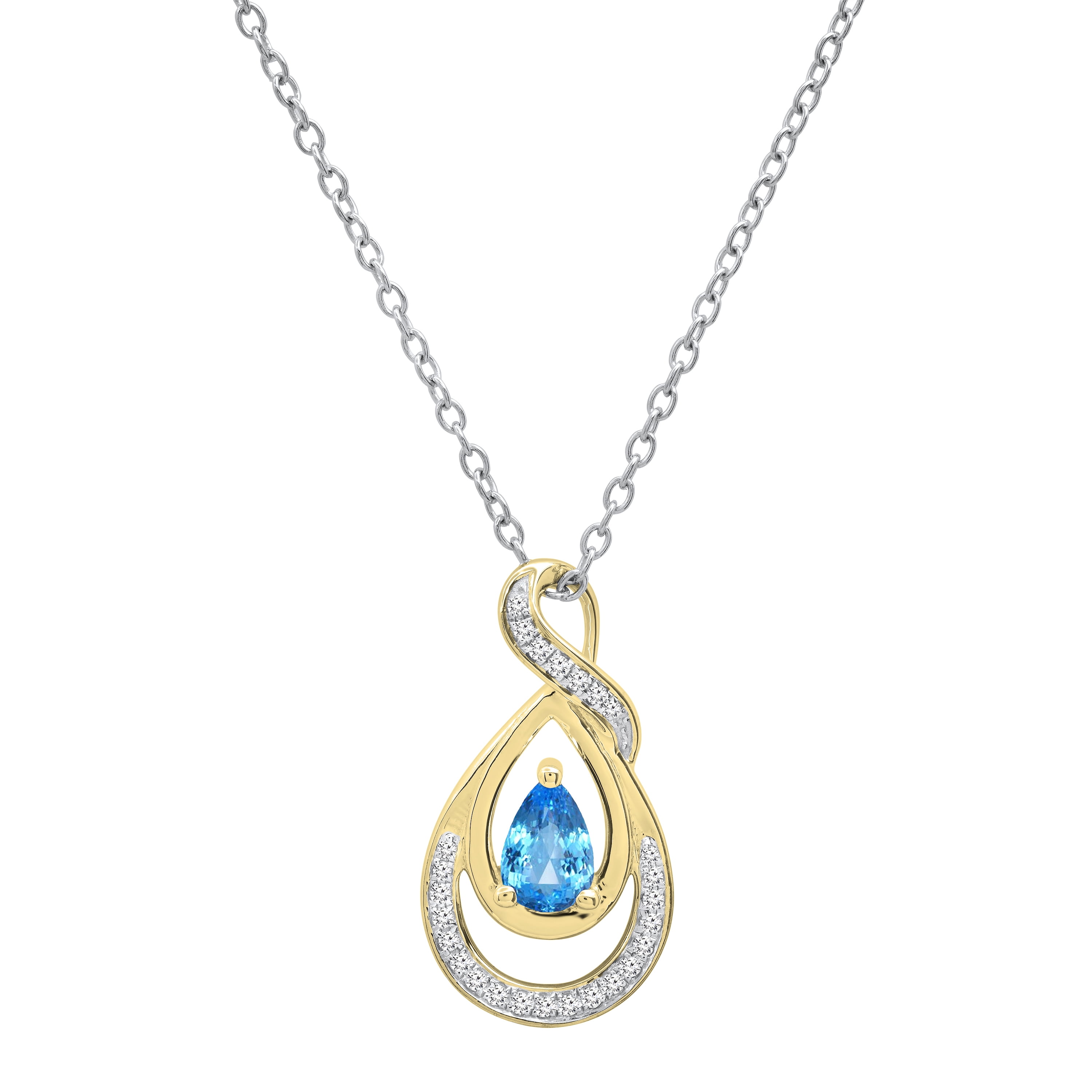 Dazzlingrock Collection 6X4mm Pear Blue Topaz & Round White