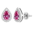 thumbnail image 1 of Dazzlingrock Collection 6X4mm Pear Pink Sapphire & Round White Diamond Teardrop Screwback Stud Earrings for Women (0.15 ctw, Color I-J, Clarity I2-I3) in 10K White Gold, 1 of 4