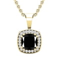 thumbnail image 1 of Dazzlingrock Collection 6mm Cushion Black Diamond & 0.10 CT Round White Diamond Dainty Halo Pendant with 18 inch Gold Chain for Women in 18K Yellow Gold, 1 of 1