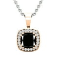 thumbnail image 1 of Dazzlingrock Collection 6mm Cushion Black Diamond & 0.10 CT Round White Diamond Dainty Halo Pendant with 18 inch Silver Chain for Women in 14K Rose Gold, 1 of 4