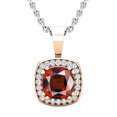 thumbnail image 1 of Dazzlingrock Collection 6mm Cushion Garnet & 0.10 CT Round White Diamond Dainty Halo Pendant with 18 inch Silver Chain for Women in 14K Rose Gold, 1 of 1