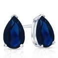 thumbnail image 1 of Dazzlingrock Collection 6x4mm Each Pear Cut Blue Sapphire Ladies Solitaire Stud Earrings, Sterling Silver, 1 of 1