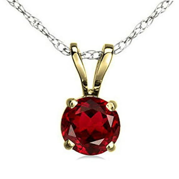 Dazzlingrock Collection 7 mm Round Cut Garnet Ladies Solitaire Pendant | 10K Yellow Gold