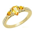 thumbnail image 1 of Dazzlingrock Collection 7X5MM Pear Citrine & Round White Diamond 3 Stone Teardrop Engagement Ring for Women (0.10 ctw, Color I-J, Clarity I1-I2) in 14K Yellow Gold, Size 9, 1 of 4