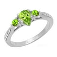 thumbnail image 1 of Dazzlingrock Collection 7X5MM Pear Peridot & Round White Diamond 3 Stone Teardrop Engagement Ring for Women (0.10 ctw, Color I-J, Clarity I2-I3) in 10K White Gold, Size 8, 1 of 4