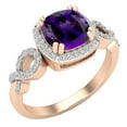 thumbnail image 1 of Dazzlingrock Collection 7mm Cushion Amethyst & Round White Diamond Halo Split Shank Engagement Ring for Women (0.25 ctw, Color I-J, Clarity I1-I2) in 14K Rose Gold, Size 8.5, 1 of 5