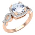 thumbnail image 1 of Dazzlingrock Collection 7mm Cushion Aquamarine & Round White Diamond Halo Split Shank Engagement Ring for Women (0.25 ctw, Color I-J, Clarity I2-I3) in 10K Rose Gold, Size 8, 1 of 5