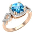 thumbnail image 1 of Dazzlingrock Collection 7mm Cushion Blue Topaz & Round White Diamond Halo Split Shank Engagement Ring for Women (0.25 ctw, Color I-J, Clarity I2-I3) in 10K Rose Gold, Size 7.5, 1 of 5