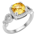 thumbnail image 1 of Dazzlingrock Collection 7mm Cushion Citrine & Round White Diamond Halo Split Shank Engagement Ring for Women (0.25 ctw, Color I-J, Clarity I1-I2) in 18K White Gold, Size 6.5, 1 of 5