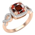 thumbnail image 1 of Dazzlingrock Collection 7mm Cushion Garnet & Round White Diamond Halo Split Shank Engagement Ring for Women (0.25 ctw, Color I-J, Clarity I1-I2) in 14K Rose Gold, Size 8.5, 1 of 1
