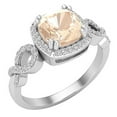 thumbnail image 1 of Dazzlingrock Collection 7mm Cushion Morganite & Round White Diamond Halo Split Shank Engagement Ring for Women (0.25 ctw, Color I-J, Clarity I1-I2) in 18K White Gold, Size 9, 1 of 6