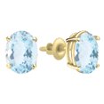 thumbnail image 1 of Dazzlingrock Collection 7x5 mm Oval Cut Aquamarine Solitaire Stud Earrings for Women (Color Blue, Clarity Moderately Included) in 10K Yellow Gold, 1 of 4