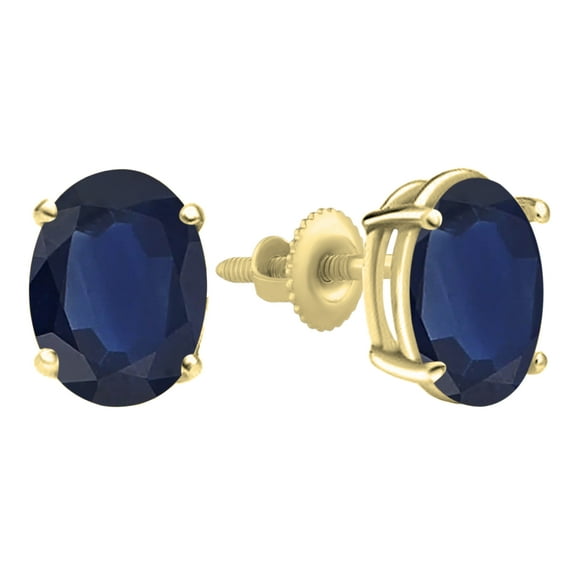Dazzlingrock Collection 7x5 mm Oval Cut Blue Sapphire Solitaire Stud Earrings for Women (Color Blue, Clarity Highly Included) in 14K Yellow Gold