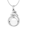 thumbnail image 1 of Dazzlingrock Collection 8 mm Round Freshwater Pearl & White Diamond Elegant Swirl Pendant for Women with 18 Inch Gold Chain in 18K White Gold, 1 of 5