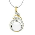 thumbnail image 1 of Dazzlingrock Collection 8 mm Round Freshwater Pearl & White Diamond Elegant Swirl Pendant for Women with 18 Inch Silver Chain in 14K Yellow Gold, 1 of 1