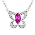 thumbnail image 1 of Dazzlingrock Collection 8X4mmMarquise Lab Created Pink Sapphire & Round Natural White Diamond Butterfly Pendant with 18 Inch Gold Chain for Women in 14K White Gold, 1 of 4