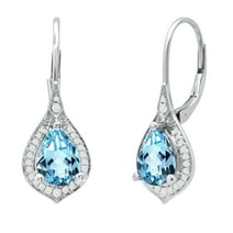 2.75 CTW Pear Blue Sapphire Pear Halo Drop & Dangle Earrings in 14K ...