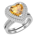thumbnail image 1 of Dazzlingrock Collection 8mm Heart Citrine & Round White Diamond Double Halo Engagement Ring Set for Women (0.65 ctw, Color I-J, Color I2-I3) in 10K White Gold, Size 8.5, 1 of 5