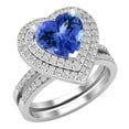 thumbnail image 1 of Dazzlingrock Collection 8mm Heart Tanzanite & Round White Diamond Double Halo Engagement Ring Set for Women (0.65 ctw, Color I-J, Color I1-I2) in 14K White Gold, Size 7.5, 1 of 5