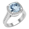 thumbnail image 1 of Dazzlingrock Collection 8mm Round Aquamarine & White Diamond with Princess Halo Style Engagement Ring for Women (0.75 ctw, Color I-J, Clarity I1-I2) in 14K White Gold, Size 8.5, 1 of 4