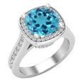 thumbnail image 1 of Dazzlingrock Collection 8mm Round Blue Topaz & White Diamond with Princess Halo Style Engagement Ring for Women (0.75 ctw, Color I-J, Clarity I2-I3) in 10K White Gold, Size 7.5, 1 of 4