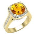 thumbnail image 1 of Dazzlingrock Collection 8mm Round Citrine & White Diamond with Princess Halo Style Engagement Ring for Women (0.75 ctw, Color I-J, Clarity I1-I2) in 18K Yellow Gold, Size 4, 1 of 1