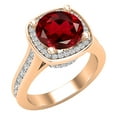 thumbnail image 1 of Dazzlingrock Collection 8mm Round Garnet & White Diamond with Princess Halo Style Engagement Ring for Women (0.75 ctw, Color I-J, Clarity I1-I2) in 18K Rose Gold, Size 5, 1 of 1
