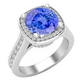 thumbnail image 1 of Dazzlingrock Collection 8mm Round Tanzanite & White Diamond with Princess Halo Style Engagement Ring for Women (0.75 ctw, Color I-J, Clarity I2-I3) in 925 Sterling Silver, Size 9.5, 1 of 4