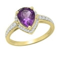 thumbnail image 1 of Dazzlingrock Collection 9X7mm Pear Amethyst & Round White Diamond Teardrop Halo Engagement Ring for Women (0.25 ctw, Color I-J, Clarity I1-I2) in 14K Yellow Gold, Size 9, 1 of 6