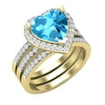 thumbnail image 1 of Dazzlingrock Collection 9mm Heart Shaped Center Blue Topaz with Round White Diamond Halo Style Engagement Ring Set for Women (0.63 ctw, Color I-J, Color I1-I2) in 14K Yellow Gold, Size 5.5, 1 of 1
