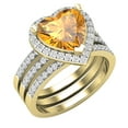 thumbnail image 1 of Dazzlingrock Collection 9mm Heart Shaped Center Citrine with Round White Diamond Halo Style Engagement Ring Set for Women (0.63 ctw, Color I-J, Color I1-I2) in 14K Yellow Gold, Size 5, 1 of 4
