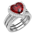 thumbnail image 1 of Dazzlingrock Collection 9mm Heart Shaped Center Garnet with Round White Diamond Halo Style Engagement Ring Set for Women (0.63 ctw, Color I-J, Color I2-I3) in 10K Sterling Silver, Size 8, 1 of 4