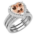 thumbnail image 1 of Dazzlingrock Collection 9mm Heart Shaped Center Morganite with Round White Diamond Halo Style Engagement Ring Set for Women (0.63 ctw, Color I-J, Color I2-I3) in 925 Sterling Silver, Size 10, 1 of 4