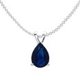 thumbnail image 1 of Dazzlingrock Collection 9x7 mm Pear Cut Blue Sapphire Ladies Solitaire Pendant (Silver Chain Included), Sterling Silver, 1 of 4