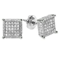 Dazzlingrock Collection AGS CERTIFIED Round White Diamond Dice Shape Ice Cube Stud Earrings for Mens 1/2 CT (0.55 ctw, Color I-J, Clarity I2-I3) in 925 Sterling Silver