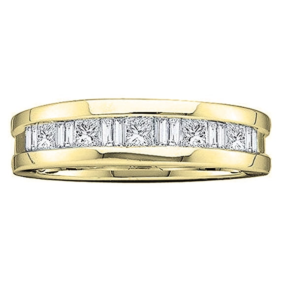 Dazzlingrock Collection Baguette & Princess Invisible White Diamond Wedding Band For Men 1/2 CT (0.55 ctw, Color I-J,Clarity I1-I2 ) in 18K Yellow Gold, Size 9