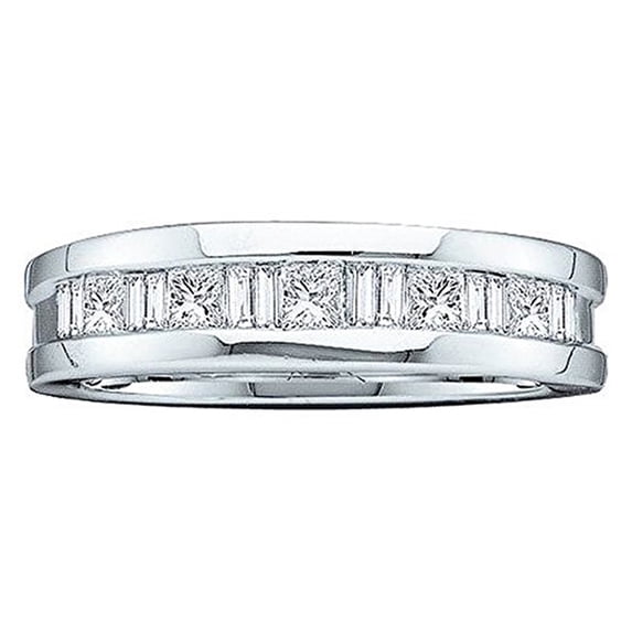 Dazzlingrock Collection Baguette & Princess Invisible White Diamond Wedding Band For Men 1/2 CT (0.55 ctw, Color I-J,Clarity I2-I3) in 10K White Gold, Size 11