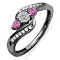 thumbnail image 1 of Dazzlingrock Collection Black Rhodium Plated 10K Pink Sapphire And White Diamond Swirl 3 Stone Ring 1/2 CT, White Gold, Size 7.5, 1 of 1