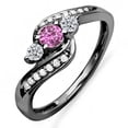 thumbnail image 1 of Dazzlingrock Collection Black Rhodium Plated 10K Pink Sapphire & White Diamond 3 Stone Bridal Ring, White Gold, Size 7.5, 1 of 1
