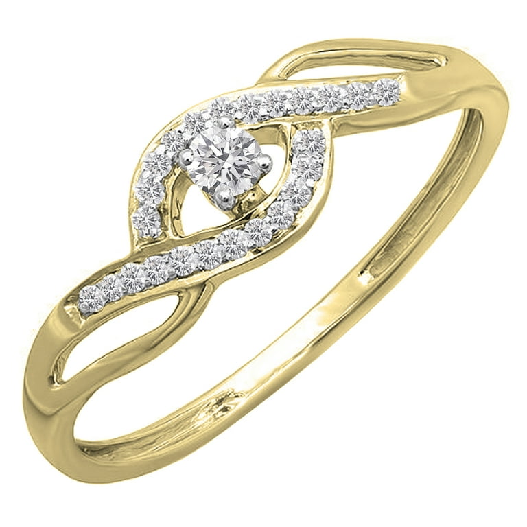 Dazzlingrock Collection 0.15 Cttw Round Black & White Diamond Criss-Cross Swirl Ring For Her In 18K Solid Rose Gold Size 4